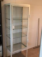 Vintage metalen display glazen vitrinekast, Huis en Inrichting, Kasten | Vitrinekasten, Ophalen, 50 tot 100 cm, Zo goed als nieuw