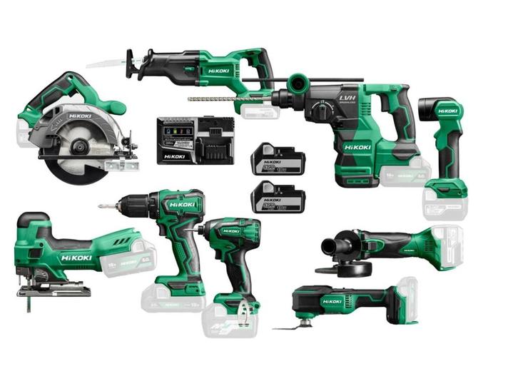 Hikoki KC18KIDLEV1 Combiset | 9 machines, 2 accu's en, Doe-het-zelf en Verbouw, Gereedschap | Handgereedschap