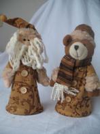 Kerstman en Kerstbeer van Gobelinstof Vintage Set van 2, Diversen, Kerst, Ophalen of Verzenden, Zo goed als nieuw