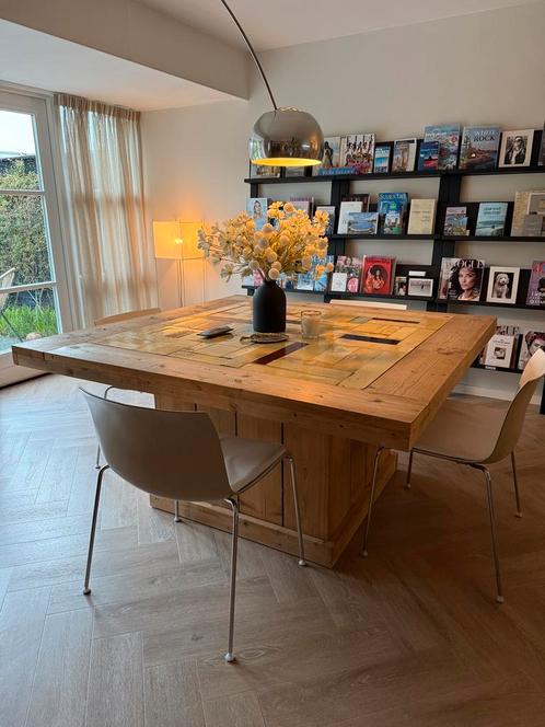 Eettafel vierkant 160x160, Huis en Inrichting, Tafels | Eettafels, Gebruikt, 150 tot 200 cm, 200 cm of meer, Vijf personen of meer