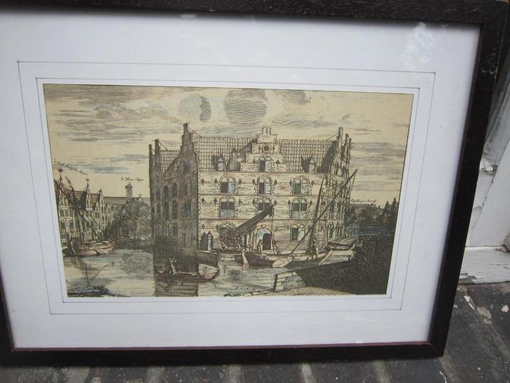 DELFT, Mooi Kl Gravure van het Armentarium, Antiek en Kunst, Kunst | Etsen en Gravures, Ophalen