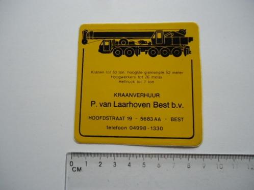 sticker oud Hijskraan Best P v LAARHOVEN kraanverhuur retro, Verzamelen, Stickers, Zo goed als nieuw, Bedrijf of Vereniging, Verzenden