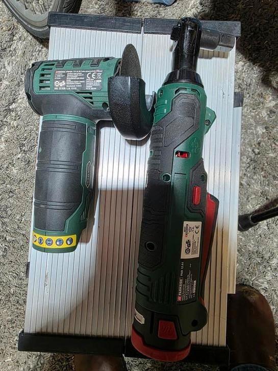 Accu Haakse Ratel & Mini Slijptol - Parkside, Doe-het-zelf en Verbouw, Gereedschap | Slijpmachines, Gebruikt, Haakse handslijpmachine