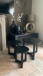 Salontafels/bijzettafels zwart 3x, Ophalen, 50 tot 100 cm, Rond, Zo goed als nieuw