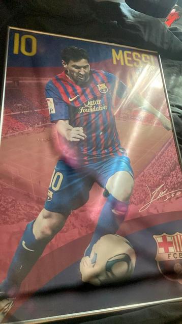 Messi poster ingelijst met handtekening van messi beschikbaar voor biedingen