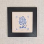 Print ets Delfts Blauwe Tegel, Pauw. Zwarte lijst 10x10 cm, Ophalen of Verzenden