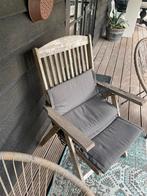 Teak Houten Tuinstoelen met Kussens (2), Ophalen, Gebruikt, Hout, Inklapbaar