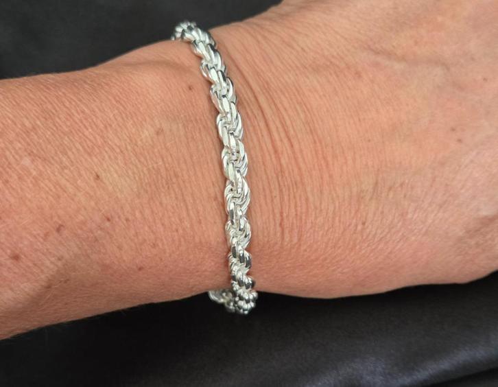Zilveren Rope/ Koord armband. 2025/556., Sieraden, Tassen en Uiterlijk, Armbanden, Nieuw, Zilver, Zilver, Ophalen of Verzenden