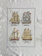Borduurwerk, zijde, schepen, tall ships, vintage, Hobby en Vrije tijd, Borduren en Borduurmachines, Ophalen, Gebruikt, Handborduren