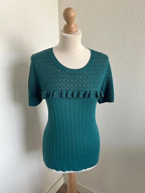 King Louie maat L blauwe glitter top 2248, Kleding | Dames, Tops, Zo goed als nieuw, Maat 42/44 (L), Blauw, Korte mouw, Ophalen of Verzenden
