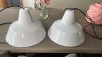 2 leuke witte brocante hanglampen, Ophalen, Gebruikt, 25 tot 50 cm, Wit