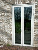 2x Stalen dubbel deurkozijn met hardstenen dorpel incl glas, Deurkozijn, Gebruikt, Metaal, 75 tot 150 cm