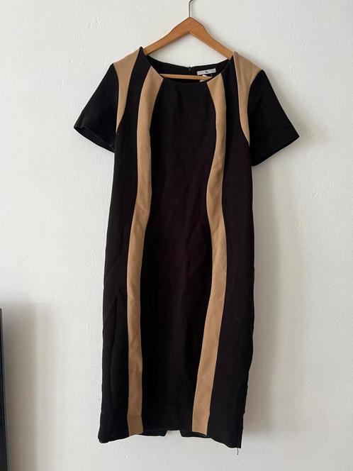 Jurk maat L of xl bruin crème, Kleding | Dames, Jurken, Zo goed als nieuw, Maat 42/44 (L), Bruin, Knielengte, Verzenden
