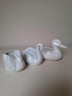 Vintage wit porseleinen bloempot: zwaan of eend, 70's, p/st, Ophalen of Verzenden