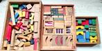 3 blokkendozen met oude houten bouwstenen - speelgoed 1950, Ophalen of Verzenden, Zo goed als nieuw