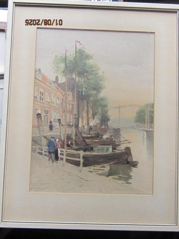 Oud Dordrecht, Litho van Coeraads, mensen in Klederdracht, Antiek en Kunst, Kunst | Litho's en Zeefdrukken, Ophalen