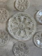 Vintage glazen taartservies met schoteltjes, Glas of Glazen, Gebruikt, Ophalen of Verzenden, Glas