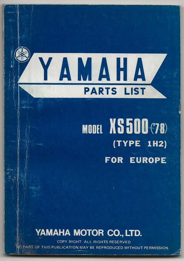 Yamaha XS500 parts list 1978 Europe (2307z), Motoren, Handleidingen en Instructieboekjes, Yamaha, Ophalen of Verzenden