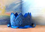 Vilten verjaardagskroon wol en vilt donkerblauw, Wolvilt, Artbywakka@gmail.com, 2394xw, Verzenden