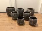 Bloempotten antraciet/grijs binnen, Tuin en Terras, Bloempotten, Ophalen, Rond, Binnen, Zo goed als nieuw