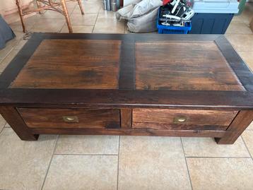Koloniale salontafel met laden - 140x70x42cm beschikbaar voor biedingen