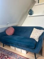 2,5-zits bank fluweel donkerblauw, Huis en Inrichting, Ophalen, Hout, Vintage, stijlvol, modern, 150 tot 200 cm