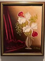 Olieverfschilderij Stilleven  Orchideeën op  vaas, Antiek en Kunst, Ophalen