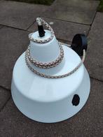 Vintage Emaille Hanglamp, Gebruikt, Vintage, Ophalen of Verzenden, Metaal