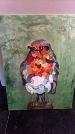 Schilderij roodborstje 60/80 cm, Ophalen of Verzenden