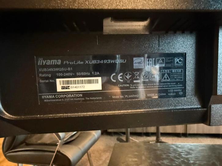 Iiyama ProLite XUB3493WQSU-B1 Ultrawide Monitor, Computers en Software, Monitoren, Zo goed als nieuw, 61 t/m 100 Hz, DisplayPort