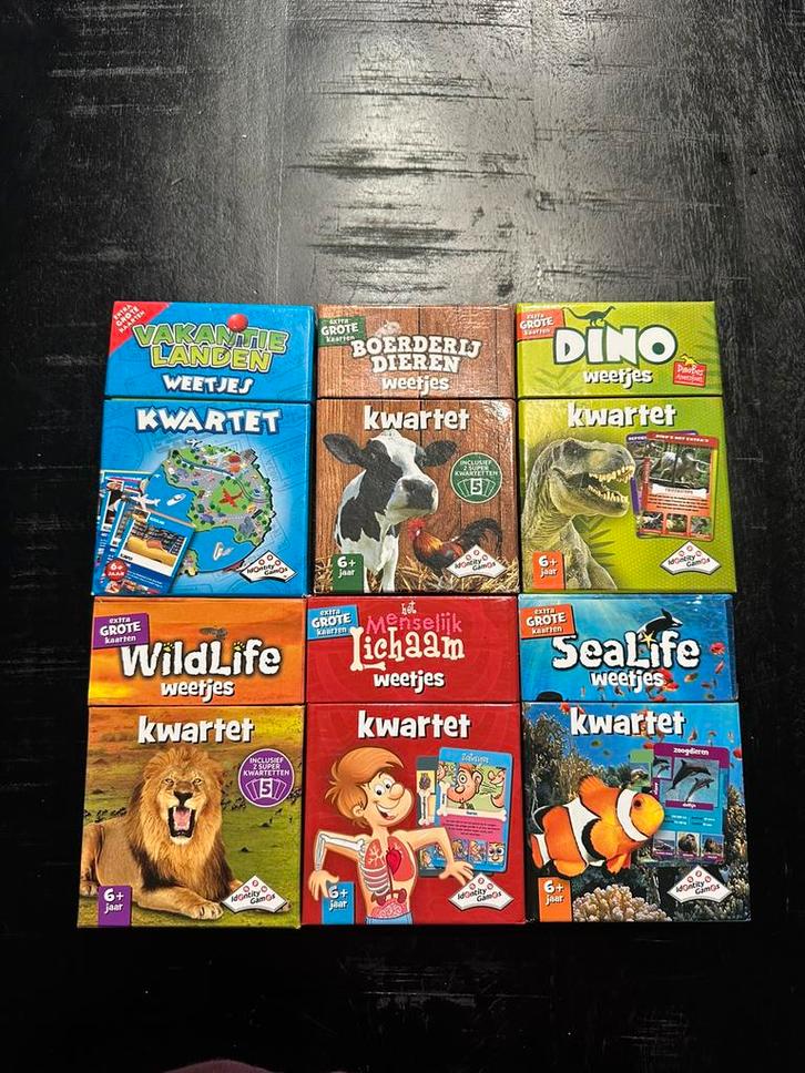 Kwartetspellen 6stuks, Verzamelen, Speelkaarten, Jokers en Kwartetten, Gebruikt, Kwartet(ten), Ophalen of Verzenden