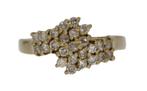 14 karaats gouden entourage dames ring 25 diamanten 0,75ct, Sieraden, Tassen en Uiterlijk, Ringen, Goud, 18 tot 19, Goud, Met edelsteen