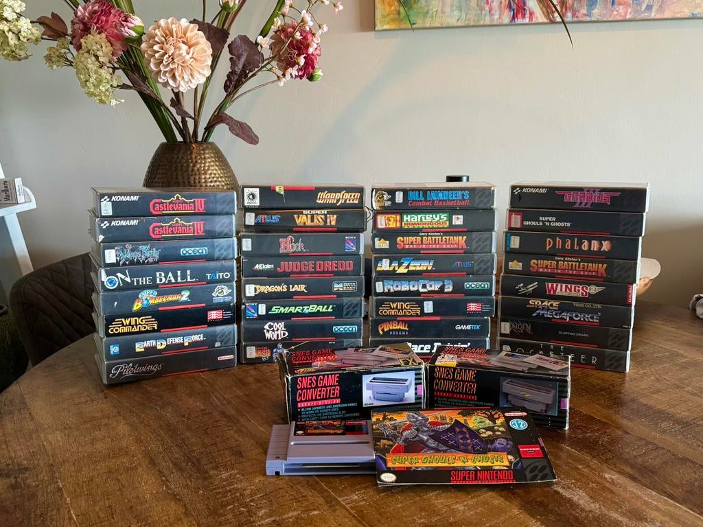 Nintendo SNES Collectie van 33 Games incl. Converters | NTSC, Avontuur en Actie, Gebruikt, 1 speler, Ophalen of Verzenden