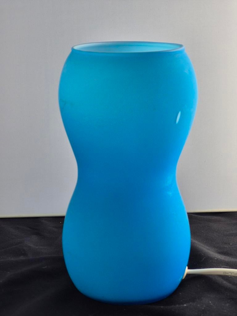 Vintage ikea blauwe pindalamp, Ophalen of Verzenden, Zo goed als nieuw, Glas, Minder dan 50 cm