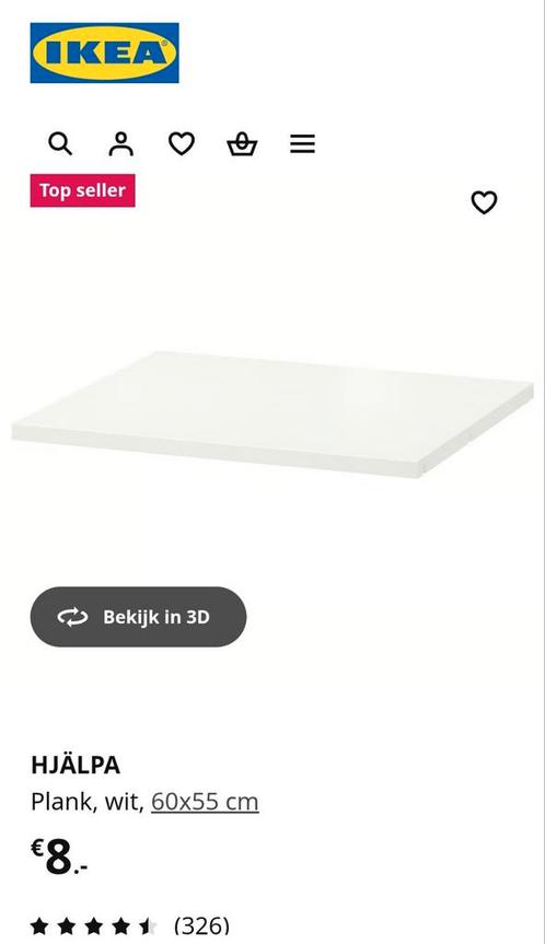2x IKEA HJÄLPA Plank Wit 60x55cm - Nieuw in Verpakking, Huis en Inrichting, Woonaccessoires | Wandplanken en Boekenplanken, Nieuw