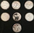 7x 30 gram Panda Zilver Munten 2020 t/m 2025 + 2018, Ophalen of Verzenden, Zilver
