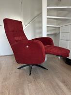 Zgan rode relax fauteuil manueel verstelbaar en draaibaar, Huis en Inrichting, Fauteuils, Ophalen, 75 tot 100 cm, Zo goed als nieuw