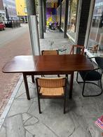 Vintage design houten tuimel tafel, uitschuif eettafel, Ophalen, Gebruikt, -, -