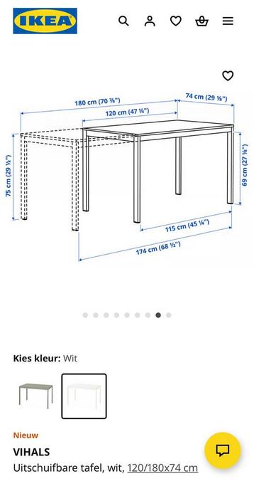 Uitschuifbare eettafel IKEA VIHALS wit inclusief stoelen! beschikbaar voor biedingen