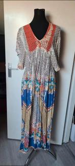 Maxi jurk Katoenen bohemian jurk met mooie rug gehaakt open, Maat 38/40 (M), Blauw, Nieuw, Ophalen of Verzenden