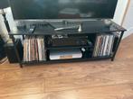 Zwarte TV meubel met planken, Huis en Inrichting, Kasten | Televisiemeubels, Ophalen, Gebruikt, 100 tot 150 cm, Metaal