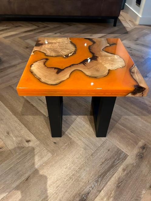 Epoxy tafel, Huis en Inrichting, Tafels | Salontafels, Nieuw, Minder dan 50 cm, Vierkant, Ophalen