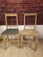 Leuke set landelijke houten stoeltjes met kussentjes, Twee, Gebruikt, Landelijk, Bruin