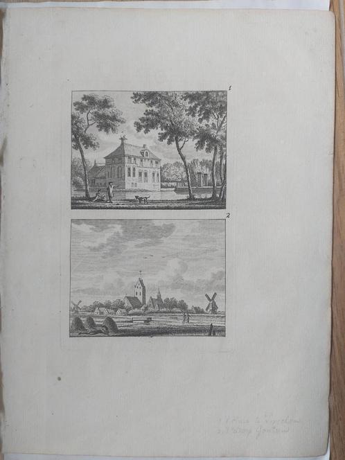 1-2 / Huis Swichem + Goutum Unieke Avant le lettre uitgave!, Antiek en Kunst, Kunst | Etsen en Gravures, Ophalen of Verzenden