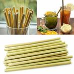 10 Herbruikbare Bamboe Rietjes mèt Schoonmaak borstel, Nieuw, Verzenden