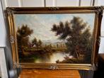 “Cottage aan de rivier”; Olieverfschilderij., Ophalen of Verzenden