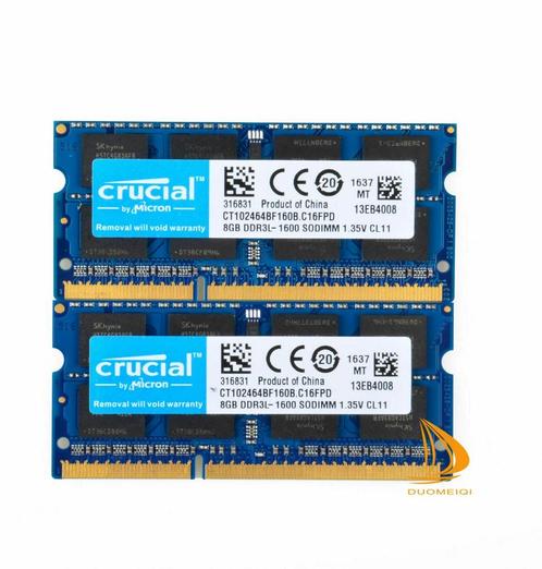 16GB (2x8GB) Crucial SODIMM DDR3L 1.35v 1600MHz CL11 Nieuw!!, Computers en Software, RAM geheugen, Nieuw, Laptop, 16 GB, DDR3