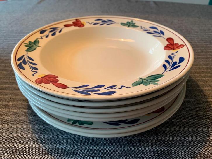 Boerenbont borden diep en plat, Huis en Inrichting, Keuken | Servies, Gebruikt, Bord(en), Boerenbont, Aardewerk, Ophalen