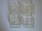 vintage 5x glas kandelaar bohemia glass vierkant '70, Overige materialen, Overige kleuren, Ophalen of Verzenden, Zo goed als nieuw