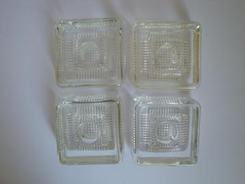 vintage 5x glas kandelaar bohemia glass vierkant '70 beschikbaar voor biedingen